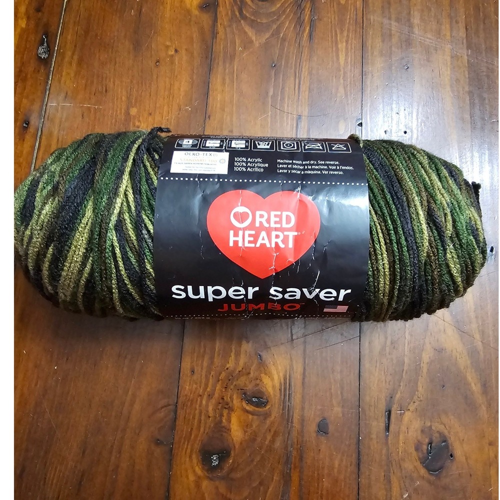 Red Heart Super Saver Jumbo Yarn Camouflage 10oz 482yds Worsted Acrylic E302C